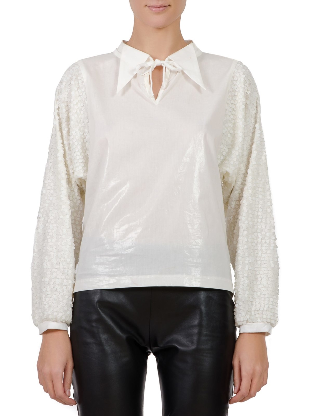 White shirt with sequins sleeves (2)