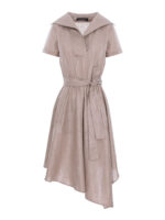 Rochie din in cu guler geometric