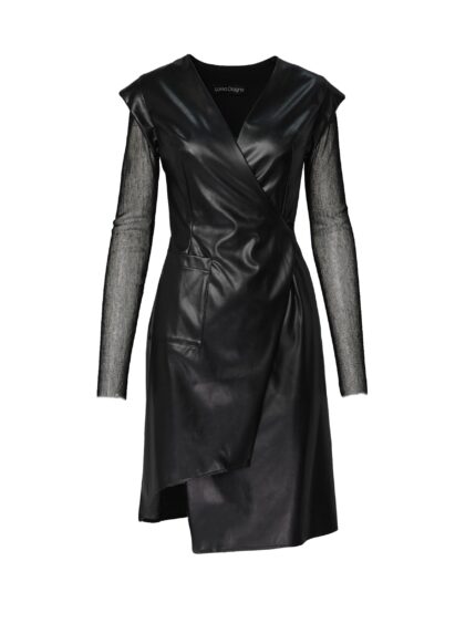 Overlay dress with long sleeves and asymmetric cut