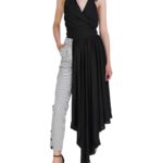 Vestă asimetrică cu împletituri pe spate