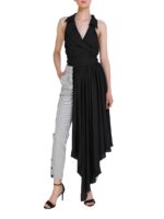 Vestă asimetrică cu împletituri pe spate