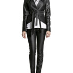 Jachetă gri metalică cu guler dublu