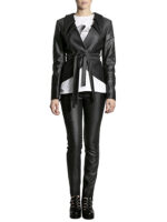 Jachetă gri metalică cu guler dublu