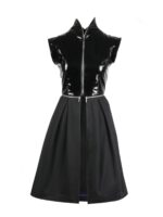 Black latex vest with zipper on the waist