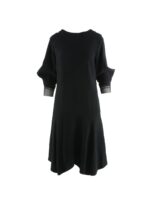 Black dress with geometric tulle sleeves