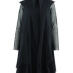 Rochie-cămașă cu guler supradimensionat și cordon în talie