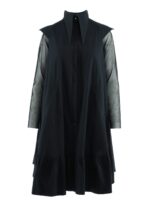 Shirt dress with oversize collar and belt on the waist