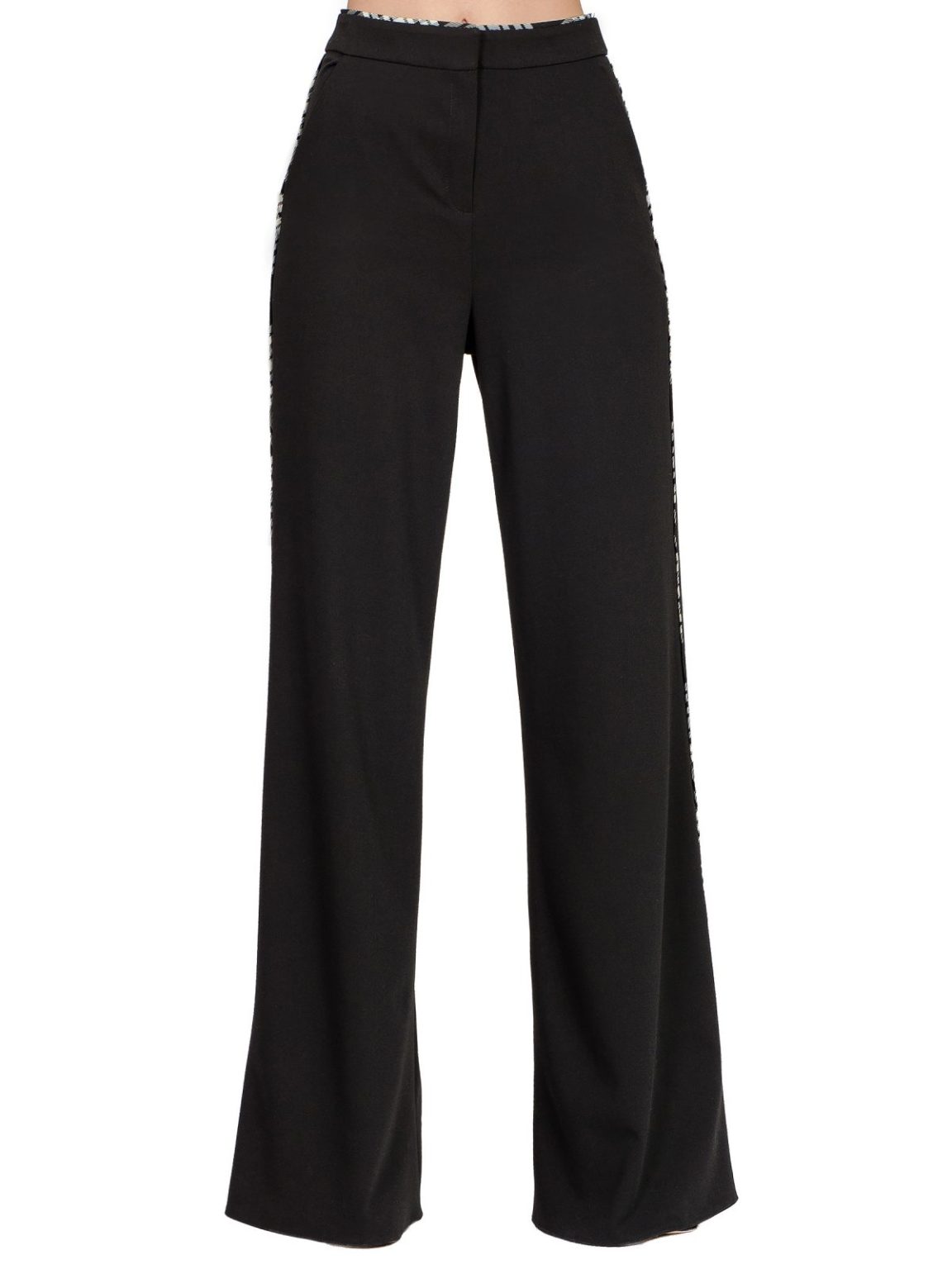 flared black trousers