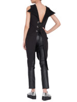 Black multifunctional vest with front pleats - imagine 3