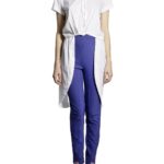 Cămașă albă asimetrică cu mâneci scurte