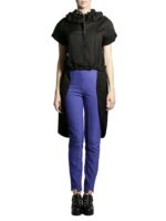 Cămașă neagră asimetrică cu mâneci scurte