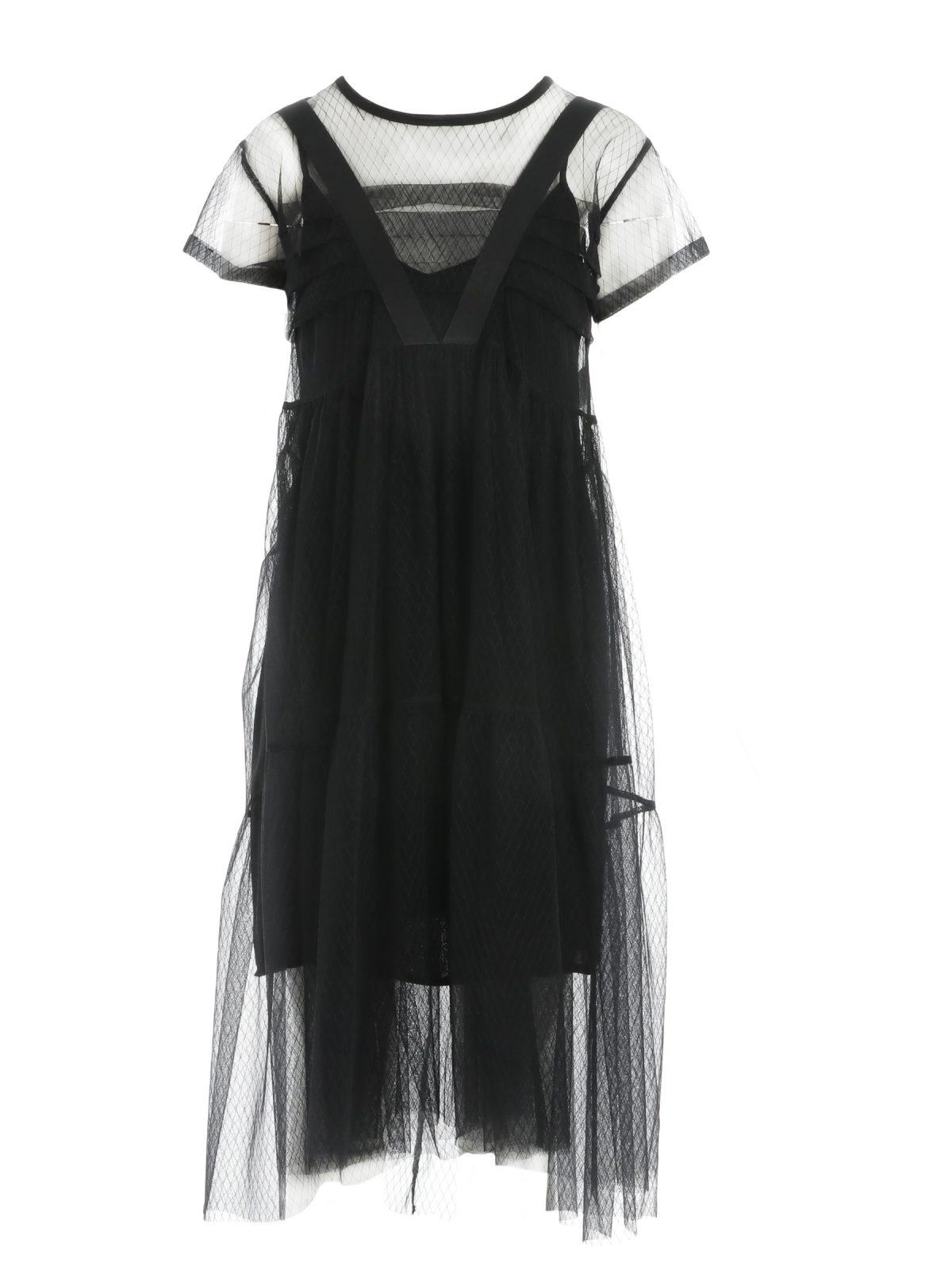 Tulle black dress with ribbons | Larisa Dragna