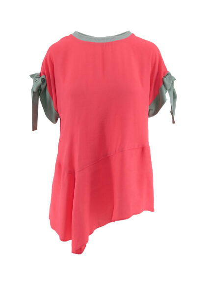 Tricou roz cu panglica gri Pink t-shirt with gray ribbon