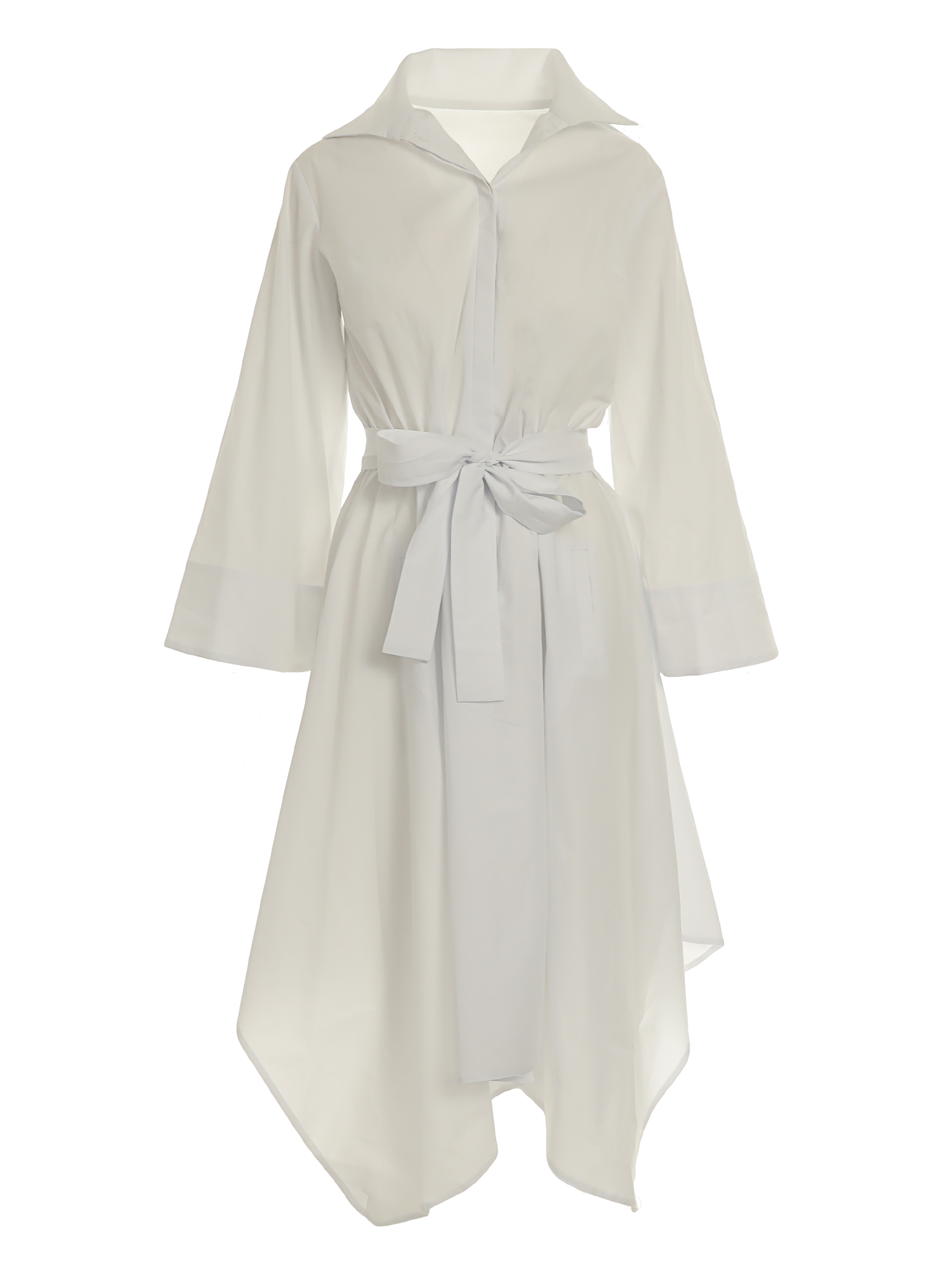 White cotton shirt dress with asymmetric cut | Larisa Dragna