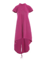 Fuchsia pleated dress with short sleeves - imagine 4