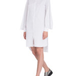 Rochie-cămașă albă cu mâneci ample