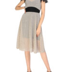 Rochie midi bej cu buline negre