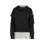 Hanorac negru din bumbac cu mâneci detașabile