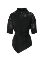 Gingham black shirt with adjustable waist