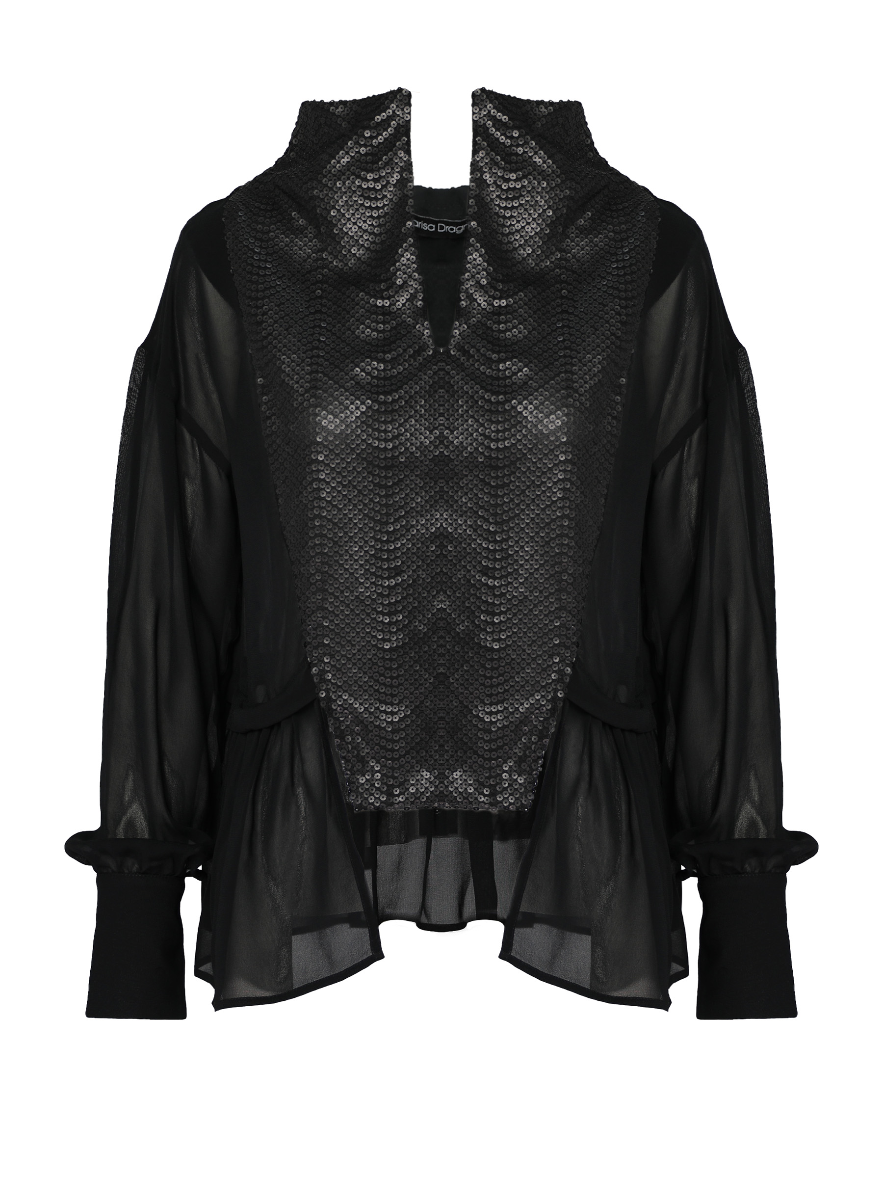 Black sequin shirt with long sleeves