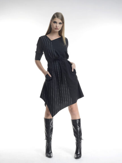 Geometric dress with asymmetric hem