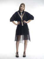 Black hoodie with gold pattern