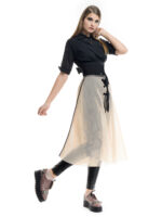 Gingham black shirt with adjustable waist - imagine 2