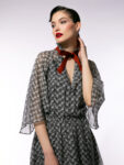 Rochie din mătase naturală cu print geometric