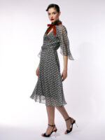 Rochie din mătase naturală cu print geometric - imagine 5