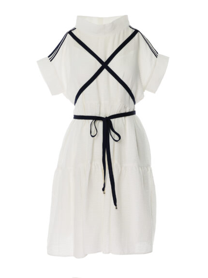 Baby doll white dress with blue ribbons