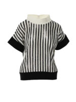 Black and white sequin striped blouse - imagine 5