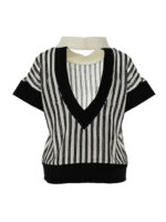 Black and white sequin striped blouse - imagine 4
