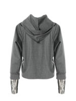 Bluza tip hanorac gri cu detalii din paiete și dantelă - imagine 2