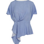 Bluza cu drapaj in talie si guler rotund