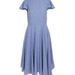 Rochie albastra cu buline si spate decoltat