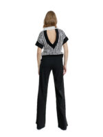 Black and white sequin striped blouse - imagine 3