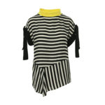 Bluză alb-negru cu guler galben