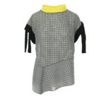 Bluză Gingham cu guler contrastant și panglică