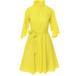 Rochie galbenă cu lungime midi și talie marcată