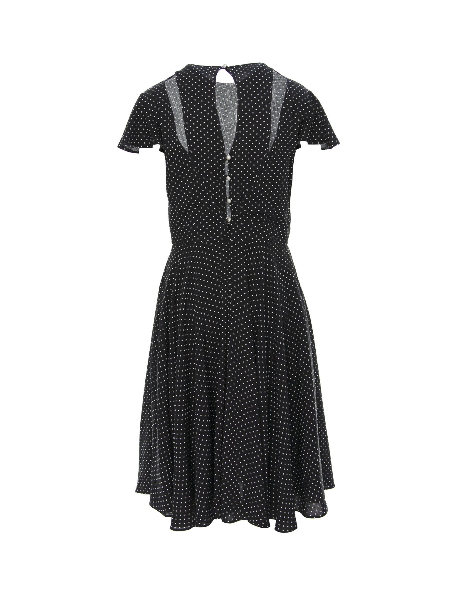 Midi dress with open back and dots pattern