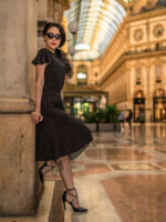 Midi dress with open back and dots pattern - imagine 3