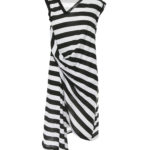 Rochie din jerseu cu dungi alb-negru