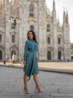 Rochie mint cu pliuri în talie - imagine 4