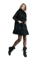 Rochie neagra hanorac cu insertie gingham