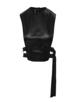 Top negru din piele cu spate decupat - imagine 3