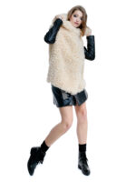 Jachetă supradimensionată din blană ecologică cu glugă - imagine 2