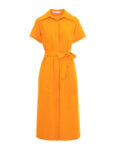 Rochie orange din vâscoză cu buzunare