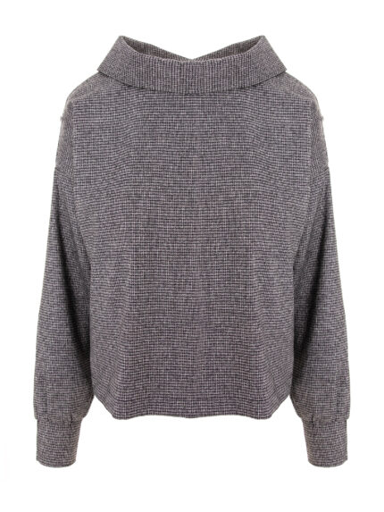 Bluza gri cu guler Berta si fir metalic