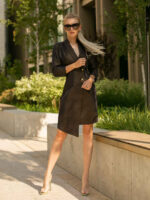 Rochie sacou asimetrica cu fir metalizat - imagine 2