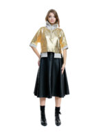 Cotton blouse with gold patina and outside pockets